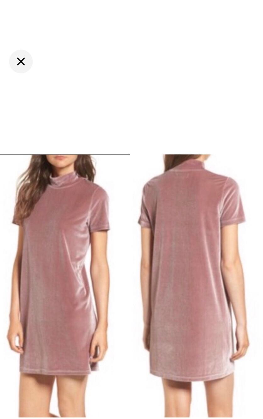 Madewell Mauve Velvet Mock Neck Mini Dress Size Small Y2K 90s